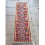 A hand knotted vegetable dye wool Chobi Kilim runner - 203cmx 62cm