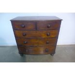 A 19th century mahogany five drawer bow fronted chest, 107cm tall x 106cm x 55cm