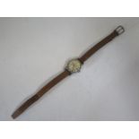 A ladies Omega Ladymatic wristwatch, chromed case, diameter 20mm with silvered face, face has some