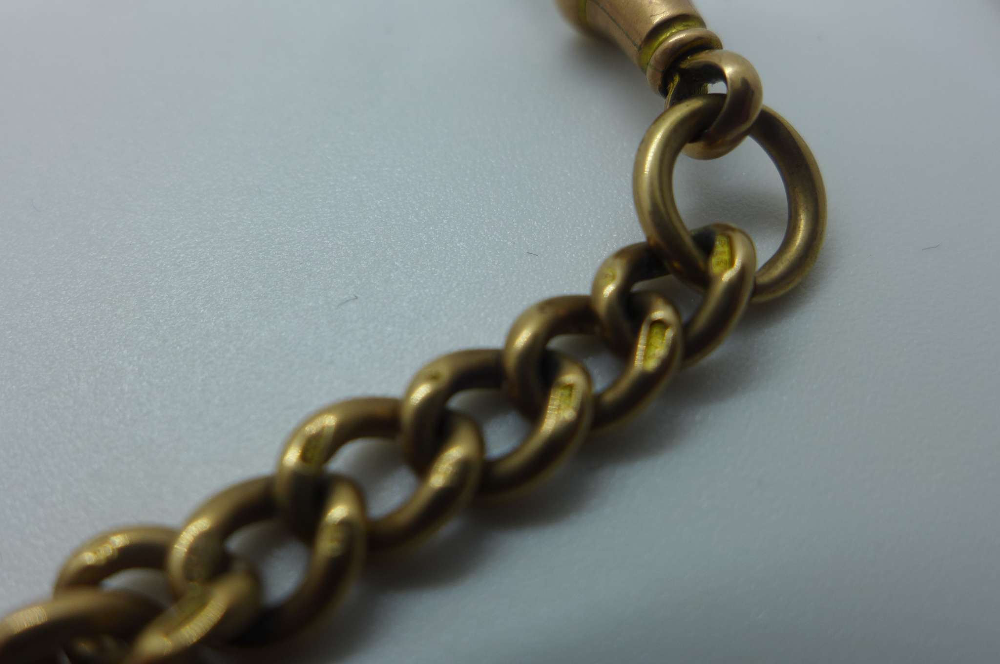 A 9ct gold watch chain with running link to T-Bar, fully hallmarked, weight approx 40.3 grams, - Image 4 of 4