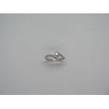 A 950 platinum diamond ring, size J, approx 3.5 grams, in good condition