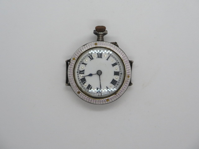 A sterling silver fancy watch chain with silver hunter and fob watch, both not working - Image 6 of 7