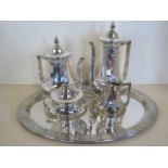 A WMF five piece tea service including tray, some wear to plate but generally good