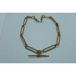 A 9ct yellow gold double Albert watch chain 39cm long, approx 37 grams, some wear marked 9 375