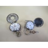 A silver half hunter pocket watch and a white metal hunter pocket watch, both not working