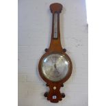 A 19th century oak barometer by West of London, silvered dial with thermometer above 102cm tall