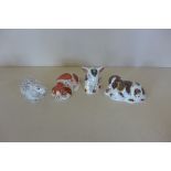 Four Royal Crown Derby collectors guild paperweights, Puppy, River Bank Vole, MMXII, Snuffle MMXIV