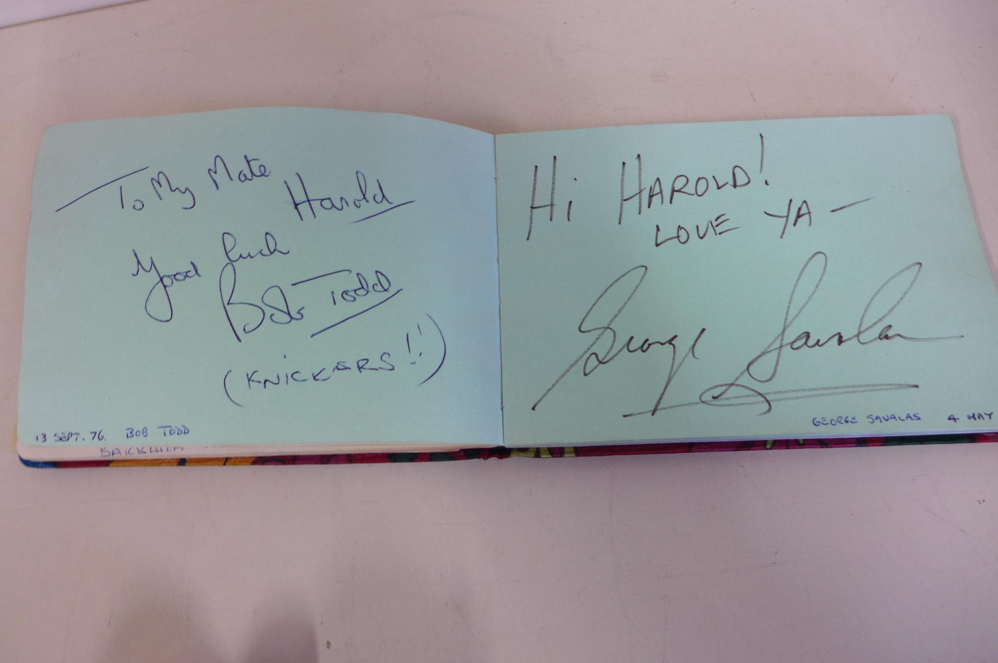 An interesting autograph book with autographs, including Topol, Christopher Lee, Ava Gardner, - Image 8 of 11