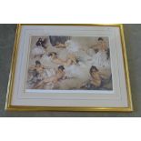 A Russel Flint print collage of ladies, 192/850 - with gallery stamp, in a gilt frame, 82x97cm