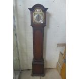 An oak chiming grand daughter clock - 165cm tall, running order