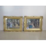 A pair of gilt framed Francois Flameng prints - 23x28cm - generally good, minor losses to frame