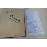 An interesting autograph book with autographs, including Topol, Christopher Lee, Ava Gardner,