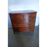 A 19th century mahogany bow fronted five drawer chest, 150cm tall x 150cm x 54cm