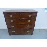 A Georgian mahogany five drawer bow fronted chest, 100cm tall x 103cm x 49cm - needs some