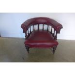 A Victorian low tub shape chair, 68cm tall x 75cm wide