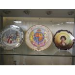 A Paragon Edward VIII plate, a Doulton old Moreton plate and another plate, 22cm diameter, all