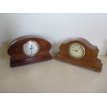 Two mahogany inlaid eight day mantle clocks, running