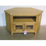 An ex-display Nordic oak corner TV unit - 105cm W x 55cm D x 66cm H