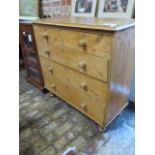 A 19th century pine five drawer chest of drawers, 103cm wide x 100cm high x 47cm deep
