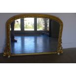 A 19th century gilt over mantle mirror 86cm tall x 130cm