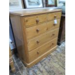 A good quality 19th century waxed pine five drawer chest of drawers, 104cm wide x 110cm high x