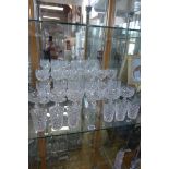 Waterford crystal twenty-five pieces including a decanter, six tall white glasses, six wine, six