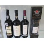 Four bottles of late bottled Port, Porto Cruz 2004 - Fortnum and Mason 1990, Taylors 2001 and