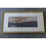 John Rohda oil on board, Norfolk Sunset, in a gilt frame, 46x86cm