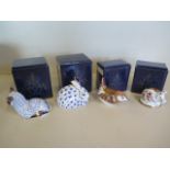 Four Royal Crown Derby paperweights, Lamb, Rabbit, Goldcrest and Piglet - all good and boxed