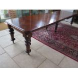 A restored 19th century mahogany six leg wind-out dining table, with four leaves, 73cm tall x