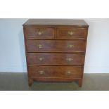 A re-veneered walnut chest of drawers with two short over three long drawers, 105cm tall x 92cm x