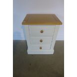 A pair of Three drawer bedside chests, 69cm H x 53cm W