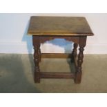 An oak joint stool 46cm tall x 46cm x 30cm