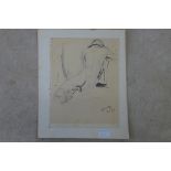 Ronald Ossory Dunlop, 28/6/1894 - 18/5/1973 - pencil and ink sketch of a female nude, signed