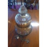 A glass bell shaped hanging ceiling lamp shade, 40cm x 28cm diameter