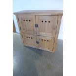 A good quality waxed pine bank of 4 cupboards - 79cm high x 79cm wide