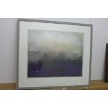 A Lucie Winterson mixed media landscape, framed 61cm x 70cm