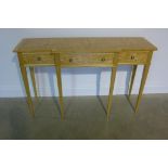 A birch breakfront side/hall table - 122cm wide x 77cm high x 38cm deep