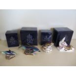 Three boxed Royal Crown Derby signature Edition paperweights, Lyme Bay baby Dolphin and another
