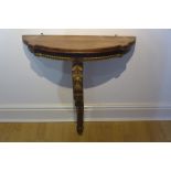 A gilt decorated mixed wood console table, 65cm wide, 758cm tall, needs some restoration