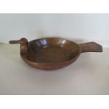 A carved Norwegian duck bowl, 32cm long, in good condition