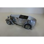 A vintage chrome sports car petrol desk lighter - 16cm long, some pitting to chrome and lighter is