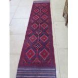 A hand knotted woollen Meshwani runner - 257cm x 64cm