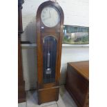 An oak three train Art Deco long case clock, in running order - 185cm tall