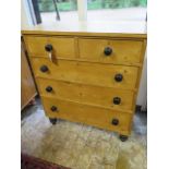 A 19th century pine five drawer chest of drawers, 107cm high x 92cm, wide x 42cm deep