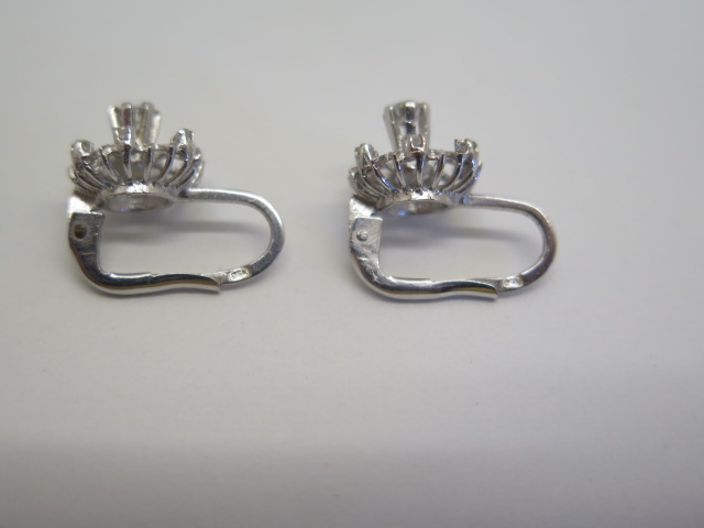 A pair of 18ct white gold cluster diamond earrings, 10mm wide, approx 3 grams, in good condition - Image 3 of 4
