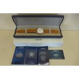 A gents Longines stainless steel automatic conquest chronograph wristwatch with moonphase calibre
