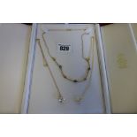 Two 9ct gold necklaces and a 14ct fine necklace, with small pendant, total weight approx 7 grams