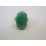 A yellow gold jade and diamond ring, tests to approx 9ct, ring size J/K, approx 4.3 grams, generally