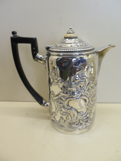 A Georgian silver embossed water jug London 1809 - William Burwash and Richard Sibley 19cm tall, - Image 2 of 5